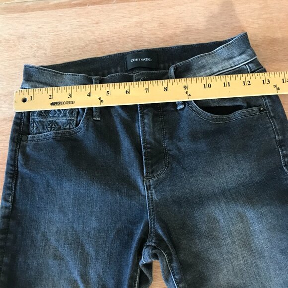 Driftwood Jackie Jeans Women 25 Gray Mid Rise Embroidered Raw Hem Stretch 16521 - Picture 9 of 12